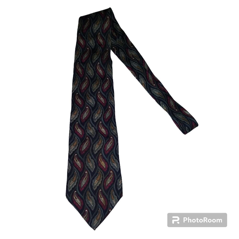 Christian Dior Blue Red Paisley Silk Tie
